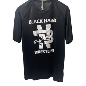Badger Sport Black Hawk Wrestling Shirt Mens Medium Black Excellent Raglan Tee